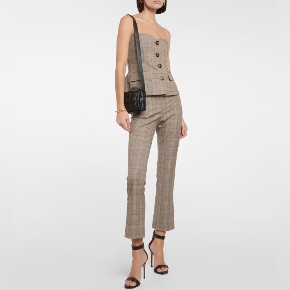 Veronica Beard Brown Arte High Rise Plaid Cropped Pants READ DESCRIPTION